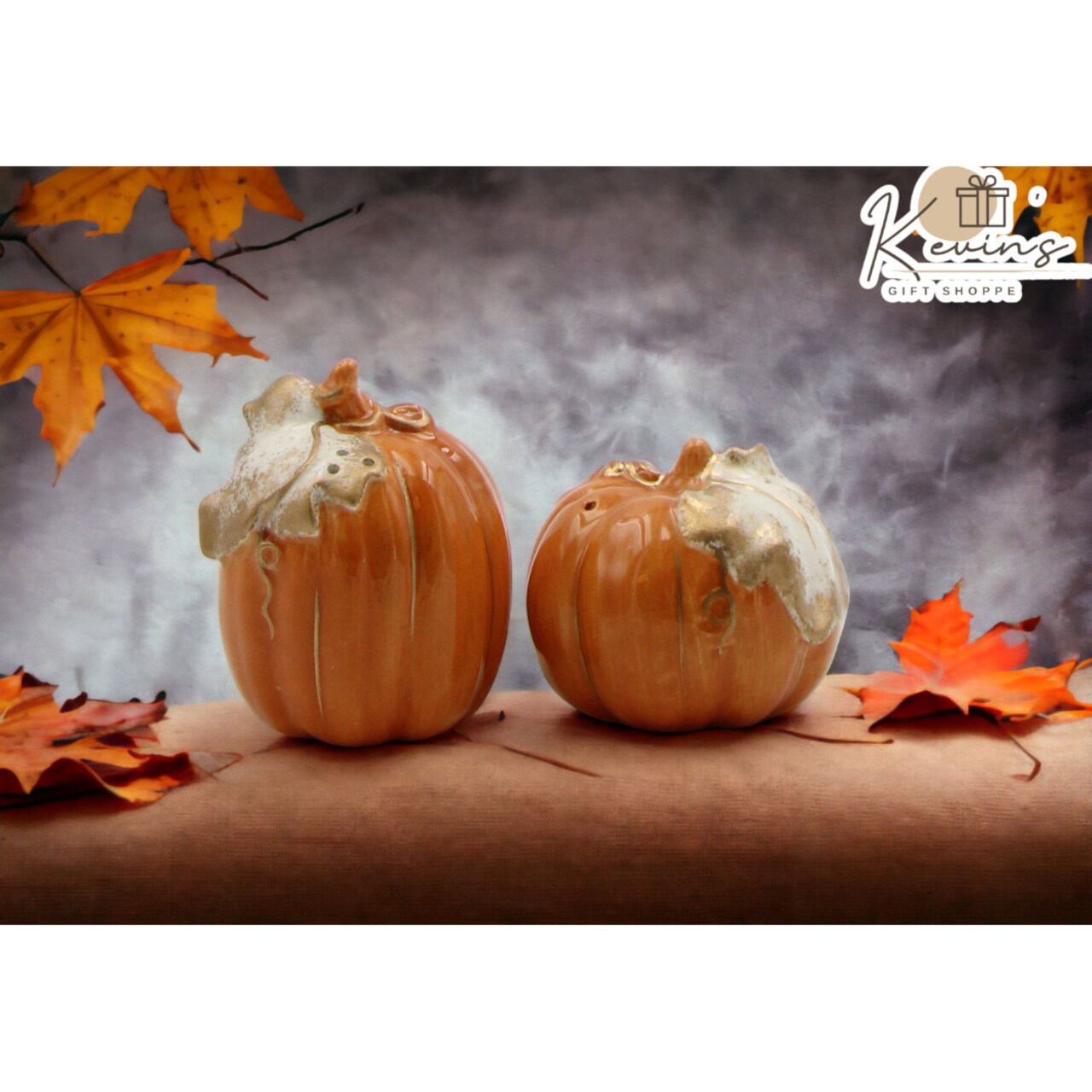 Ceramic Autumn Harvest Pumpkins Salt and Pepper, Home Decor Ornament for Kitchen